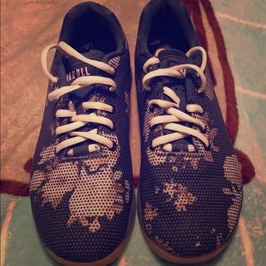 Gently used NO BULL navy blue floral Sneakers